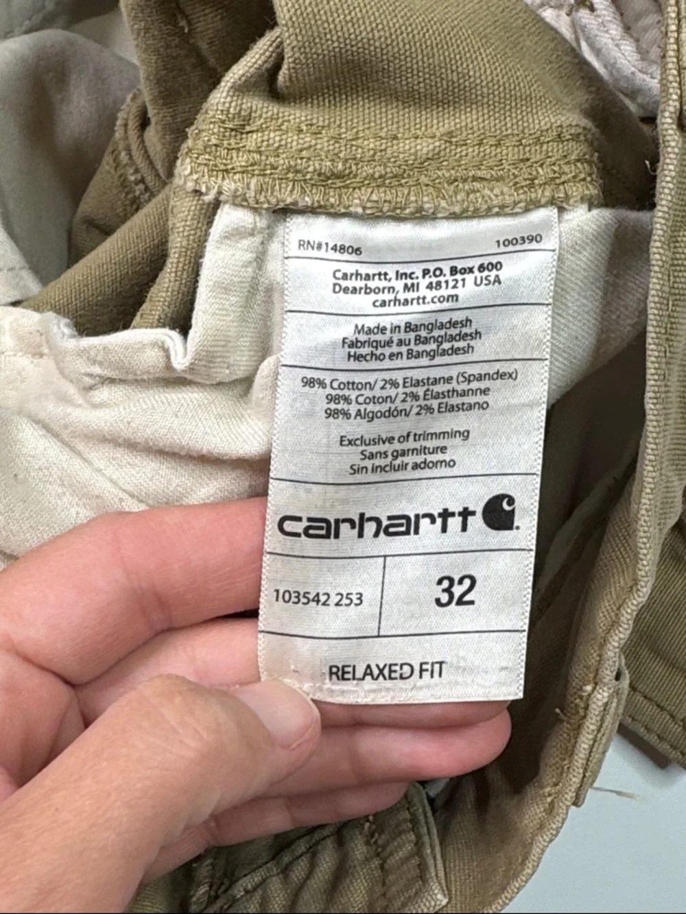Carhartt Relaxed Fit Khaki Shorts Size 32